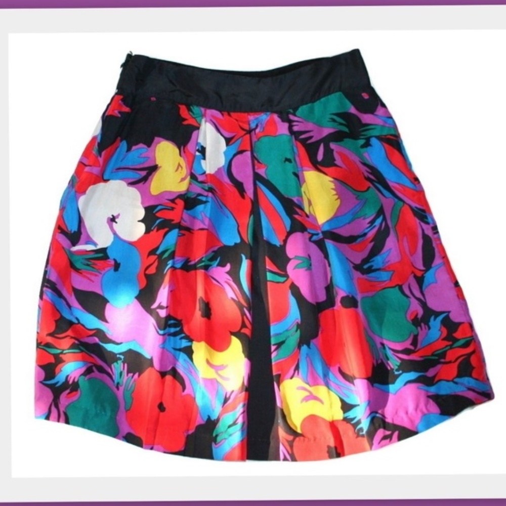 Anthropologie Lil Factory Floral Silk Skirt - Picture 3 of 5